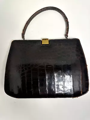 BELLESTONE Vintage Alligator Handbag Purse Brown 12  W X 9  H X 3.5  D • $29.40