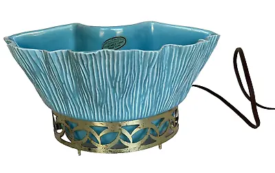 Vintage MCM Turquoise Miramar Of California Pottery TV Lamp Planter  C 1956 • $72