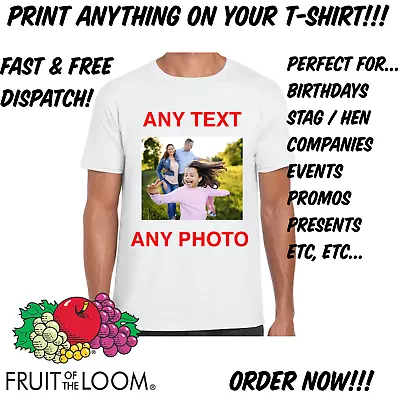 £2.29 • Buy Personalised T-Shirt Custom Your Image Printed Stag Hen Party Men Women Kids DTG