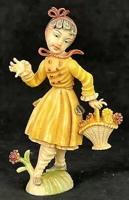 Vitnage Depose Italy Plastic Girl With Basket Figurine - 11.5cm Tall • $15