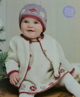 £2.79 • Buy Knitting Pattern Baby Girl's 4- Ply Flower Pinafore Dress Jacket Hat 3-24 Month