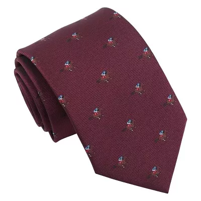 Premium Mens Burgundy Horse Racing Novelty Modern Style Neck Tie By DQT • £10.49