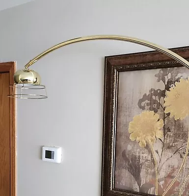 Vintage Eyeball Arc Floor Lamp Gold Pole Orb Globe Weighted Base Light • $374.99