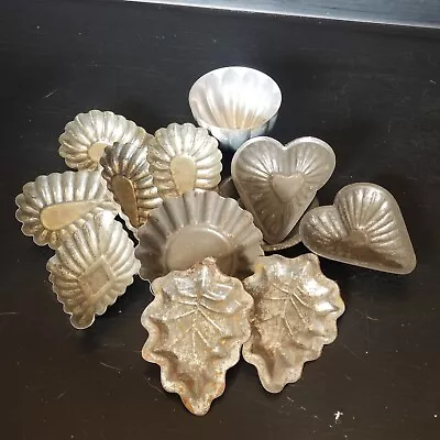 Lot Of 12 Vintage Kitchen Farmhouse Mini Tin Tart Candy Molds  Sweden • $14.50