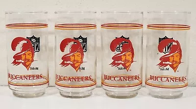 4 NFL Vintage 1980s Tampa Bay Buccaneers Mobil Orange Collector's Glass 16 FL Oz • $39.49