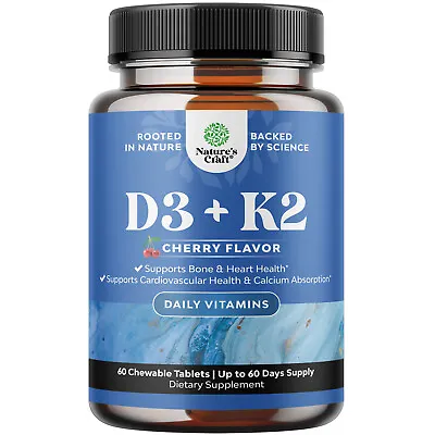 Vitamin D3 2000 IU Tablets With K2 MK7 Supplement For Immunity Bone Joint Heart • $11.77