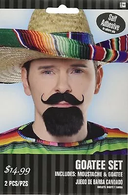 Cinco De Mayo Mexican Fiesta Fake Moustache & Goatee 2 Pc Set Free Shipping • $8.99