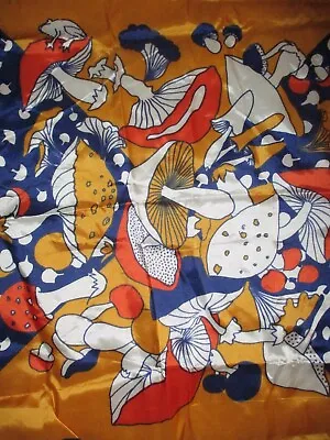 Vintage MUSHROOM Nylon Material Fabric 42  X 30  Merry Mushrooms • $8.88