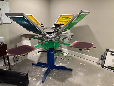 Riley Hopkins 4 Color 4 Shirt Screen Printing Press With Dryer And Flash • $2000