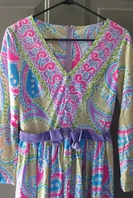 Vintage Paisley 60's Hostess Dress Maxi WOW! Vintage Miss Elliette Dress M • $29