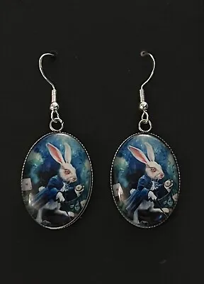 £7.95 • Buy Silver 925 Disney Alice In Wonderland Earrings Rabbit  Jewellery