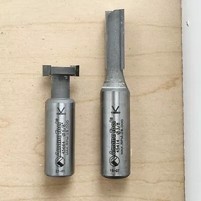 Amana Tool 45664 & 45414 Carbide Tipped 1/2  Shank T-Slot Router Bit Set • $55