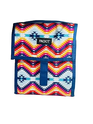 $7.99 • Buy PackIt Freezable Lunch Bag Fold Up Southwest Pattern Multicolor 9.5 X4.5 