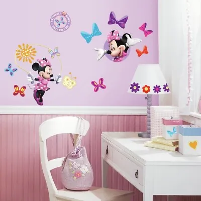 New Disney MINNIE MOUSE BOW-TIQUE 33 Wall Decals Girls BedRoom Decor Stickers • £17.36