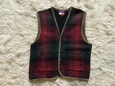 Tommy Hilfiger Men's Large Vest Reversible Vintage Xmas Colors 90s Hip Hop Rap • $45