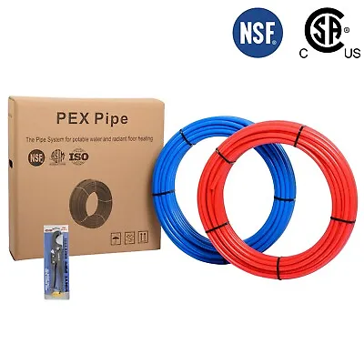 EFIELD 2 Rolls 1/2  X 100Ft(200FT) PEX Pipe/Tubing Red &Blue Combo & Free Cutter • $55.99