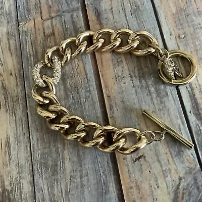 Victoria’s Secret Wing Charm Chunky Chain Bracelet In Gold Tone Metal  • $10