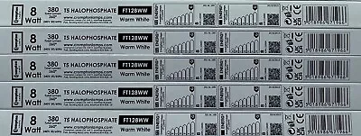 5x Sylvania / Crompton 8 W 12  8w T5 Fluorescent Tube F8W/T5 29-530 Warm White • £12