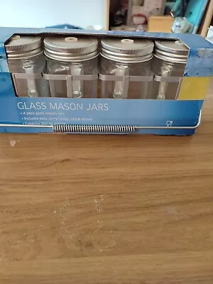 New 4 Pack Glass Mason Jars • £4.99