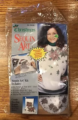 Christmas Art  Designs Sequin Art Kit Christmas Holiday Poinsettias Shirt Skirt • $12.99