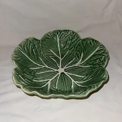 Bordallo Pinheiro Portugal Green Cabbage Leaf White Vein 11  X 3  Bowl Vintage • $35.77