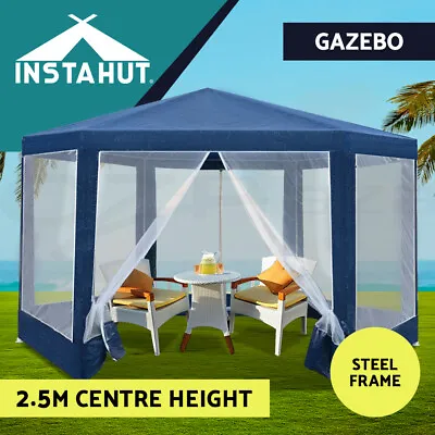 Instahut Gazebo Marquee 2x2 Wedding Party Tent Outdoor Camping Mesh Wall Navy • $74.95