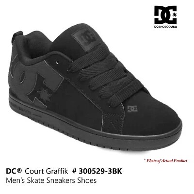 DC Court Graffik Shoes Mens Leather Skate Sneakers #300529-3BK (SPECIAL 50% OFF) • $45