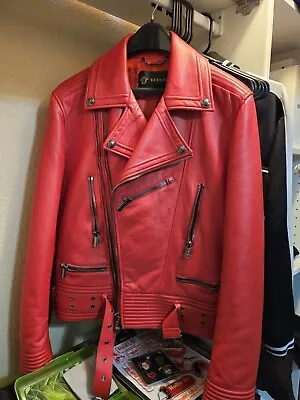 Versace Red Leather Jacket • $1500