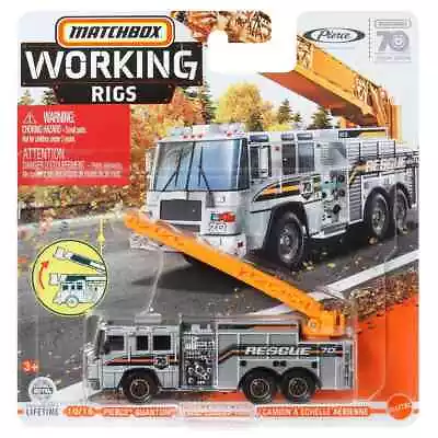 Matchbox Working Rigs Pierce Quantum Ariel Ladder Truck 70th Anniversary Silver • $7.99