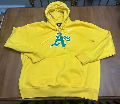 OAKLAND Athletics A'S Baseball NIKE Cooperstown Hoodie XL Sweatshirt Yellow • $59.95