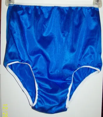 2 FULL LAYERS Seamless BLUE Nylon Tricot PANTY BRIEFS Men Women Waist 24-34  ** • $44.99