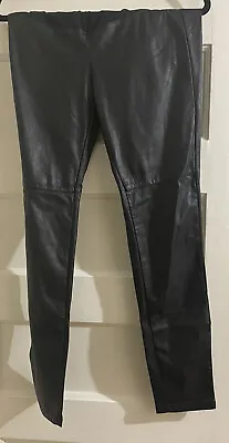 H&M Mama Women Black Faux Leather Pants Maternity Size US 8 EUR 38 • $14.99