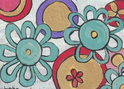 $12.50 • Buy ACEO Original Painting On Watercolor Paper  - Flowers No. 10 - Flower Power