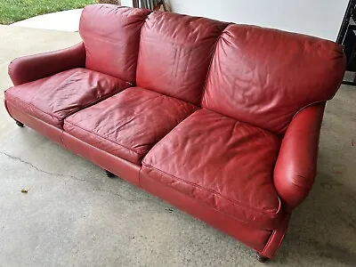 Ralph Lauren Red Leather Couch • $600