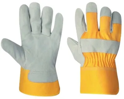 12 Pair Rigger Heavy Duty Gauntlet Canadian Leather Tough Safety Work Gloves • £2.52