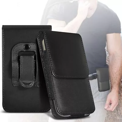 Phone Case Cover Pouch Holster W/Belt Clip✔Excellent Protection✔Vertical✔Black • £7.99