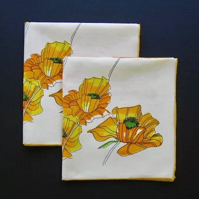 Set Of 2 Vintage VERA Neumann NAPKINS 15 3/4  X 17  Poppies NOS • $9.95