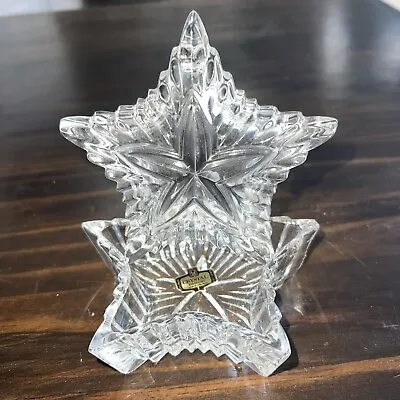 Vintage Zajecar 24% Lead Crystal Star Shaped Trinket Box Made In Yugoslavia • $9.99