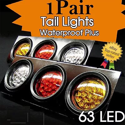 2 X 12v Tail Lights 63 Led Truck Ute Trailer Stop Indicator Caravan Boat Lights • $36.99