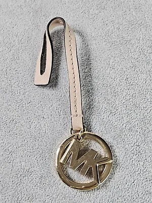 Michael Kors GOLD MK Logo BLUSH Smooth Leather Loop Hang Tag Bag Dangle Charm • $15