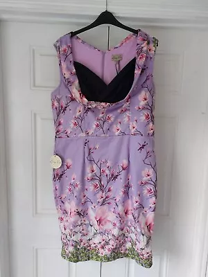 Lindy Bop Vanessa Dress. BNWT. Wiggle Style. Lilac/purple Magnolia. Size 22.  • £29.99