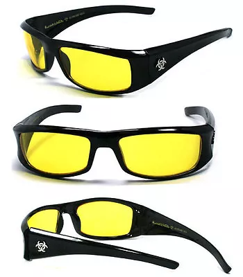 BioHazard Mens Designer Sunglasses Free Pouch - Yellow BZ1 • $16.71