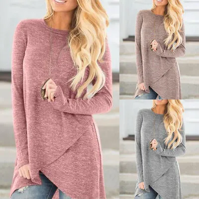 £12.19 • Buy Womens Long Sleeve Loose Tunic Tops Ladies Casual Plain Pullover Blouse T Shirt