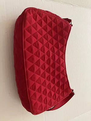 Vera Bradley Bright Red Quilted Shoulder Bag Light Weight Zip Top • $12