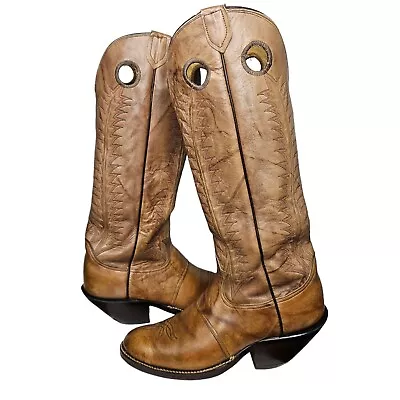 Vintage Tony Lama Buckaroo Tall Tan Western Cowboy Riding Boot 6635 Men’s 11 B • $105