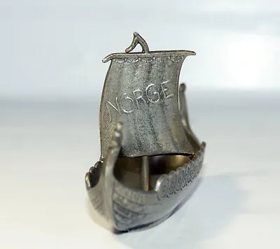 Vintage Miniature Pewter Viking Norge Ship Norway TPB Handstopt Tinn • $18.95