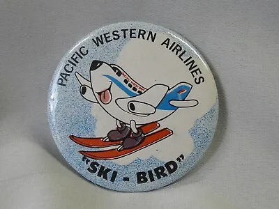 Vintage Pacific Western Airlines Pinback Button With Skiing Airplane • $19.99