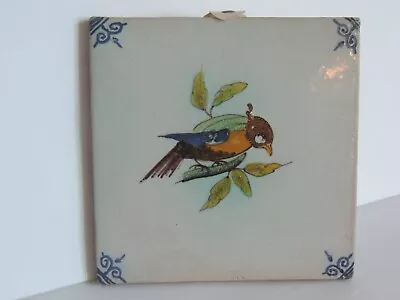 Vintage Makkum Holland Dutch Royal Tichelaar Polychrome Tile Handpainted Bird 1 • $39