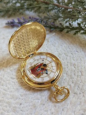 Vintage Disney Mickey Mouse Pocket Watch WORKING Train SOUND Hunter Case • $229