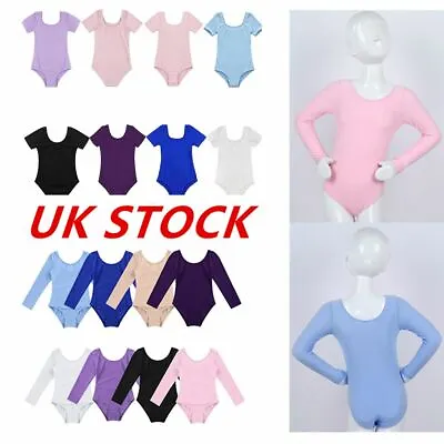 £7.82 • Buy UK Kids Girls Ballet Gymnastics Dance Leotard Long/Short Sleeve Unitard Costume